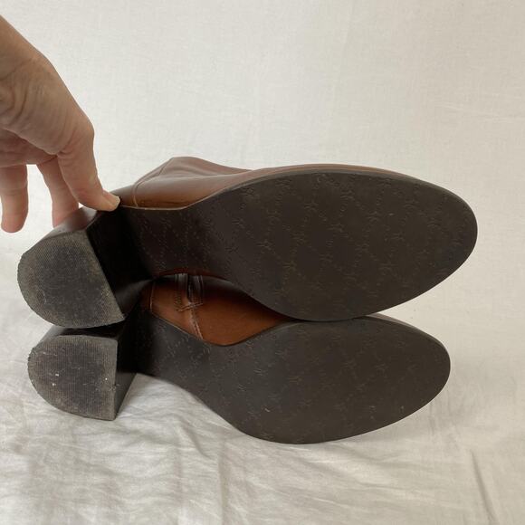 Johnston & Murphy Boots Womens 9 Leather Ankle Booties Chunky Heel Side Zip Boho - Picture 10 of 13